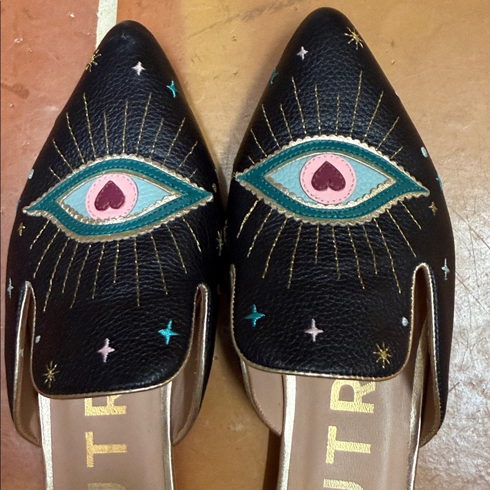 Butrich Women's Black Embroidered Mules - Picture 2 of 5